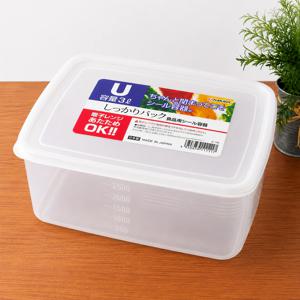 일본 나카야 밀폐용기 U 3L 반찬통 전자레인지용 냉장 냉동 보관용기