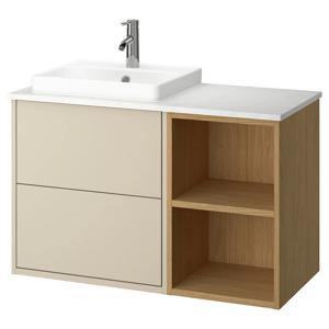 하브베크+오르셴 세면대+세면기+수도꼭지 참나무무늬/화이트/대리석효과 102x49x71cm