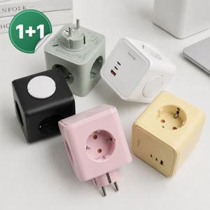 1+1 큐브 멀티탭 고용량콘센트 PD33W 고속충전 USB C타입 4000w