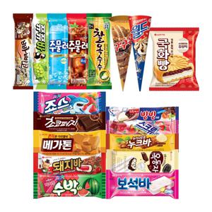 [50개] 추억의 옛날 막대 아이스크림 10종 5개 혼합구성 옥동자/스크류바/메가톤 등