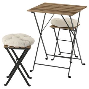 테르뇌+쿠다르나 야외테이블+스툴2 접이식 블랙/라이트브라운/라이트그레이베이지 55cm