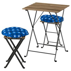 테르뇌+클뢰산 야외테이블+스툴2 접이식 블랙/라이트브라운/다크블루 55cm