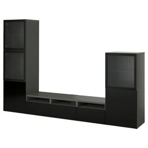 베스토+라프비켄+펠스비크 TV수납장+유리도어 다크그레이/앤트러싸이트 300x42x193cm