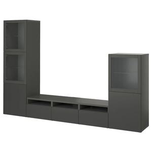 베스토+라프비켄+신드비크 TV수납장+유리도어 다크그레이 300x42x193cm