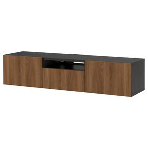 베스토+라프비켄 TV장식장+완충레일 블랙브라운/호두나무 무늬 180x42x39cm