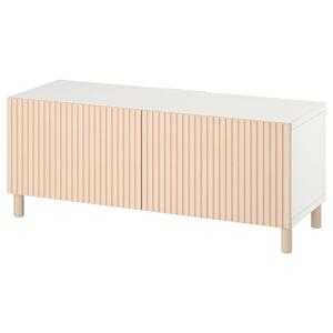 베스토+비에르셰비켄+메야르프 TV장식장+도어 화이트/자작나무무늬목 120x42x48cm