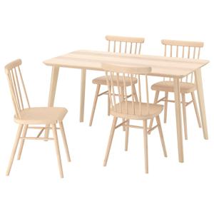 리사보+회그베드 테이블+의자4 식탁세트 물푸레무늬목/자작나무무늬목 140cm
