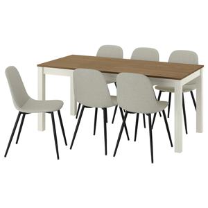 올훌트+노르드만셰르 테이블+의자6 식탁세트 베이지/브라운/그레이 블랙 170/220cm