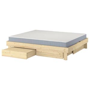 글람베리에트+베스테뢰위 수납침대프레임+매트리스 매우단단함 소나무 150x200cm
