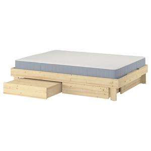 글람베리에트+베스테뢰위 수납침대프레임+매트리스 매우단단함 소나무 120x200cm