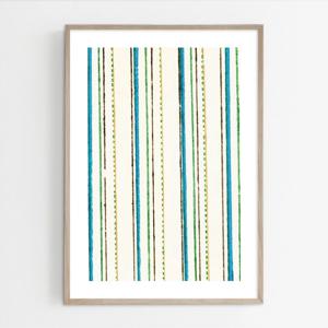 빈티지 컬렉션 인테리어 액자 포스터 일본풍 그림 - Blue & Green Stripe