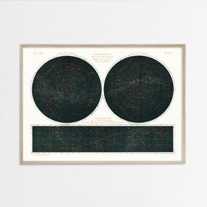 빈티지 컬렉션 인테리어 액자 포스터 우주 그림 - Two Hemispheres