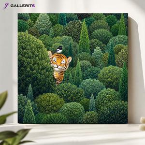 숲속의 호작도 까치 호랑이 그림 거실 인테리어 캔버스 액자