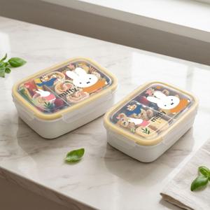 미피 캐릭터 이중 스텐 유아 도시락 500ml 800ml 2종 세트 직장인 런치박스