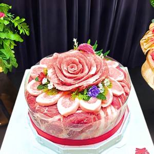 수제 한돈케이크 800G 돼지고기 케이크 생일 생신 선물용 한돈선물세트