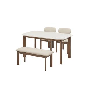 [추가10%] 오뜨 우드 LPM식탁 4인세트 150cm 브라운_체어 2EA, 벤치 1EA