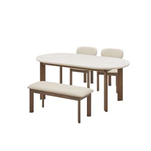 [추가10%] 오뜨 우드 세라믹식탁 4인세트 180cm 브라운_체어 2EA, 벤치 1EA