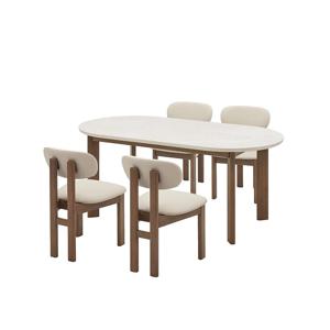 [추가10%] 오뜨 우드 세라믹식탁 4인세트 180cm 브라운_체어 4EA