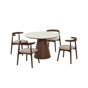 보테 세라믹 원형식탁 4인세트 110cm 브라운_보테 패브릭체어4EA