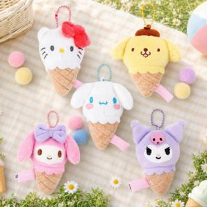 산리오 아이스크림 인형 키링 헬로키티 시나모롤 쿠로미 마이멜로디 폼폼푸린 가방고리 8cm