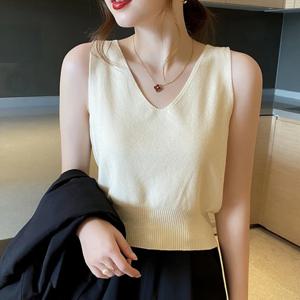 브이넥 니트나시 여성 민소매 여름 나시티