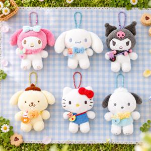 산리오 프렌즈 인형 키링 헬로키티 시나모롤 포차코 쿠로미 마이멜로디 가방고리 8cm
