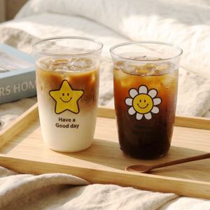 데이지 별 스마일 유리컵 500ml 2types / 커피잔 맥주잔 주스잔 홈카페 글라스잔