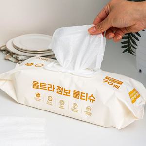 SS 점보 비건 물티슈 70매입 도톰한 두꺼운 저자극 대용량 캡형 엠보싱 빅사이즈
