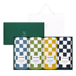 1퍼센테이지 체크블록 190g 프리미엄 이집트코튼 타올 4P 선물세트