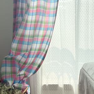 자몽에이드 체크 맞춤 가리개 커튼