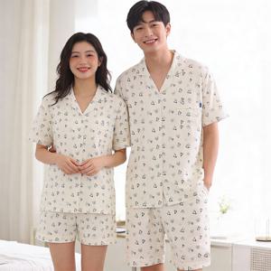 스마일하트 요루면 여름 커플잠옷 반팔 파자마