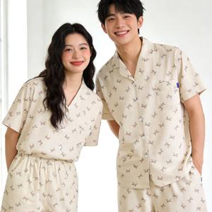 너티무드 요루면 체크 여름 커플잠옷 반팔 파자마