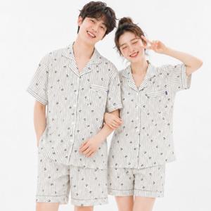 오브제 요루면 스트라이프 여름 커플잠옷 반팔 파자마