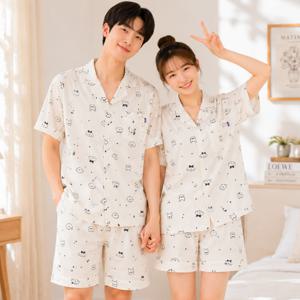 스너글 요루면 스트라이프 여름 커플잠옷 반팔 파자마