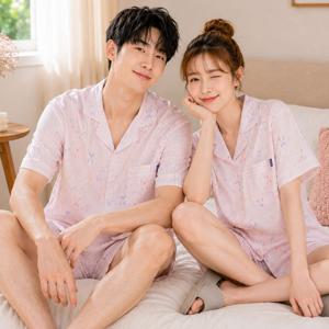 캔디리본 요루면 스트라이프 여름 커플잠옷 반팔 파자마