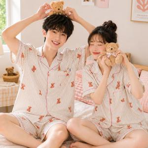 베어드림 요루면 스트라이프 여름 커플잠옷 반팔 파자마