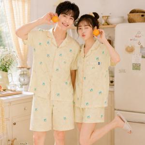 썬샤인버디 요루면 스트라이프 여름 커플잠옷 반팔 파자마