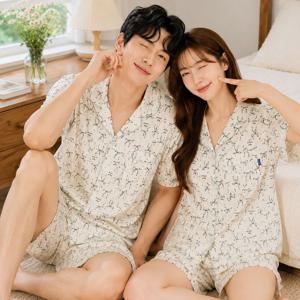 블루밍리본 요루면 여름 커플잠옷 반팔 파자마