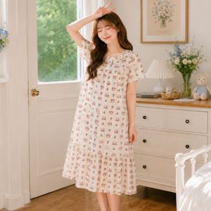 스윗베어 요루면 반팔 원피스 여성 잠옷 여름파자마 홈웨어