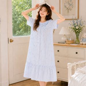 블루버디 요루면 반팔 원피스 여성 잠옷 여름파자마 홈웨어