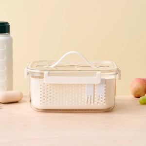 핸들이 있어 편리한 올클리어 채반용기 1700ml 크림