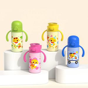 주니 핑크퐁 아기상어 유아 이지 스테인리스 자기주도컵 빨대컵 물병 280ml