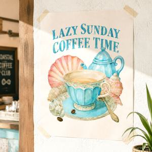 lazy Sunday coffee time - 카페 감성 수채화 인테리어 포스터