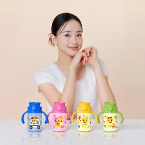 주니 핑크퐁 아기상어 유아 이지 스테인리스 자기주도컵 빨대컵 물병 200ml
