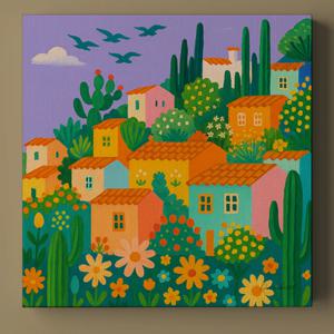 Blooming Village 일러스트 액자 인테리어 그림 (북유럽 인테리어포스터)