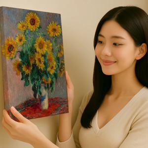 돈들어오는 클로드 모네 해바라기 액자 풍수 인테리어 명화 거실 현관 그림 캔버스 50x70