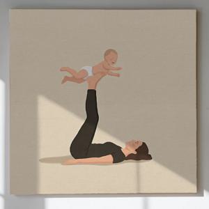 아기와나 일러스트 캔버스 액자 4종 세트 아기방 거실 인테리어 소품 요가 그림 선물