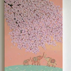 복들어오는 벚꽃 림 코끼리 인테리어 액자 거실풍수 그림 오늘의액자 50cm x 70cm