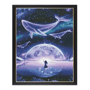 풍경 신비한 바다고래 보석십자수 슬림 액자 세트 40x50