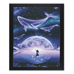 풍경 신비한 바다고래 보석십자수 액자 세트 40x50